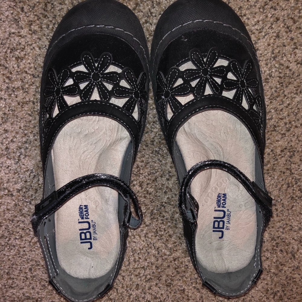 JBU Memory Foam Sandals, Black